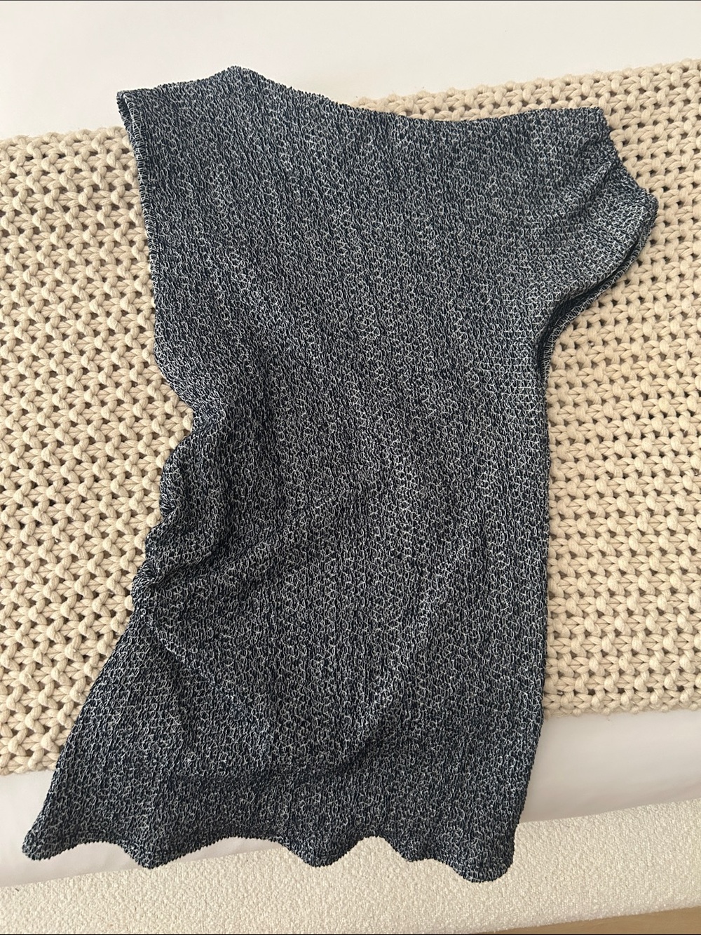 Zara One-Shoulder Knit Top in Charcoal Gray off shoulder